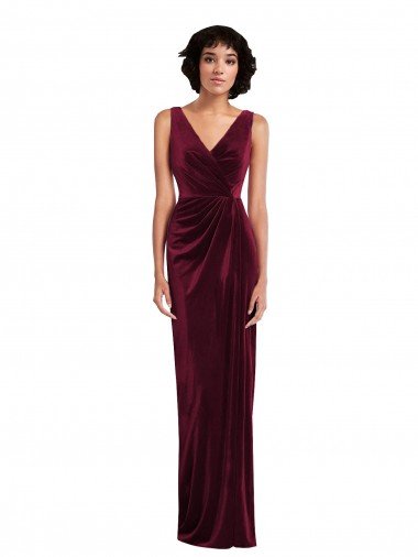 Shop Draped Skirt Faux Wrap Velvet Maxi Bridesmaid Dress / Prom Dress London