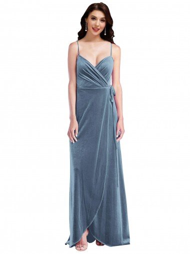 Shop Velvet Wrap Maxi Bridesmaid Dress / Prom Dress with Pockets London