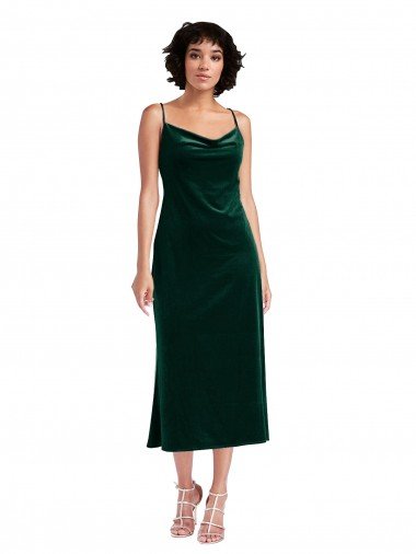 Shop Midi Length Cowl Neck Formal Velvet Short Cocktail Slip Bridesmaid Dress / Prom Dress London
