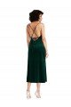 Midi Length Cowl Neck Formal Velvet Short Cocktail Slip Bridesmaid Dress / Prom Dress