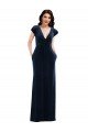 Flutter Sleeve Wrap Bodice Formal Velvet Maxi Bridesmaid Dress / Prom Dress with Pockets