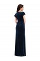 Flutter Sleeve Wrap Bodice Formal Velvet Maxi Bridesmaid Dress / Prom Dress with Pockets