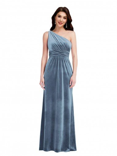Shop One Shoulder Draped Velvet Maxi Bridesmaid Dress / Prom Dress London