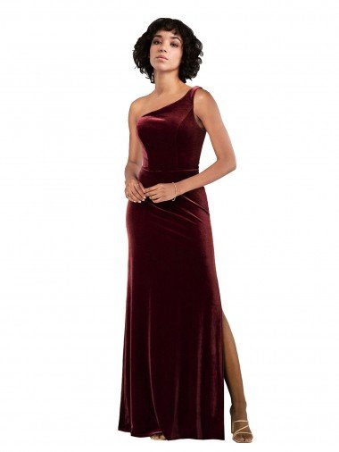 Shop Formal One Shoulder Floor-Length Velvet Bridesmaid Dress / Prom Dress London