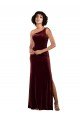 Formal One Shoulder Floor-Length Velvet Bridesmaid Dress / Prom Dress