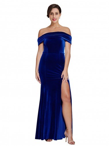 Shop Full Length Long Formal Velvet Bridesmaid Dress / Prom Dress with Side Split London