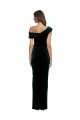 Long Asymmetric Neckline Ruched Formal Velvet Bridesmaid Dress / Prom Dress