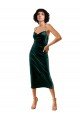 Midi Cocktail Length Sleek Cowl Neckline Short Formal Velvet Bridesmaid Dress / Prom Dress