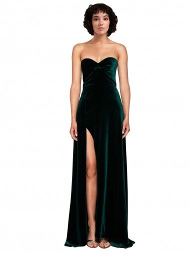 Shop Sweetheart Fluid Velvet Bridesmaid Dress / Prom Dress with High Split London