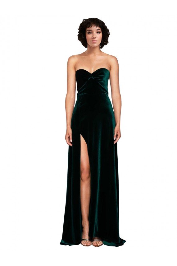 Sweetheart Fluid Velvet Bridesmaid Dress / Prom Dress with High Split